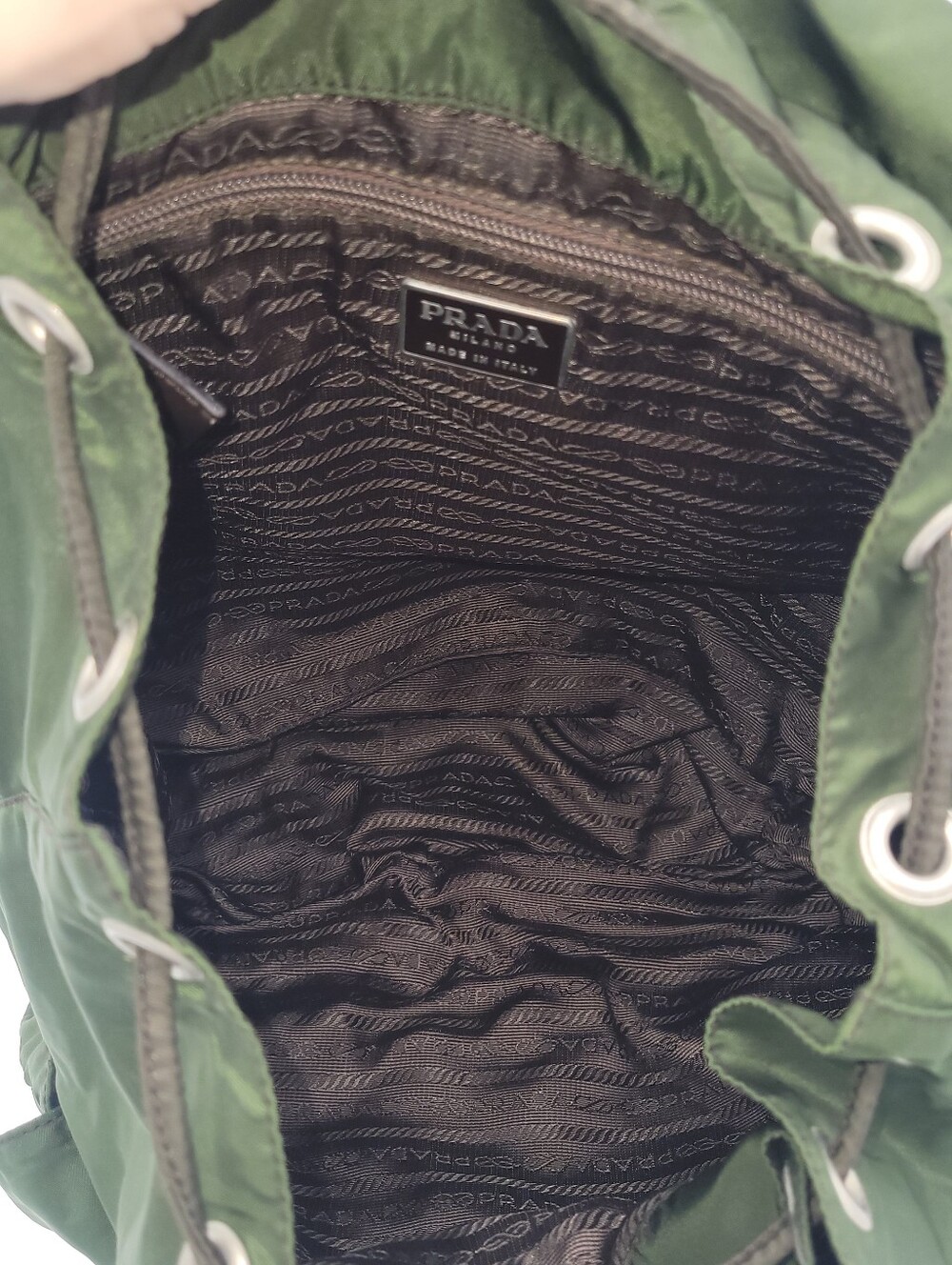 Prada Tessuto Dark Olive Green Nylon Backpack with Silver Hardware - Picture 5 of 5